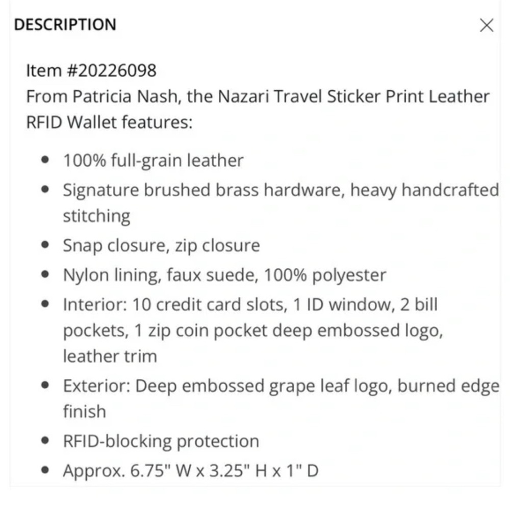 Patricia Nash Nazari Travel Sticker Print Leather Wallet collection - Picture 10 of 14
